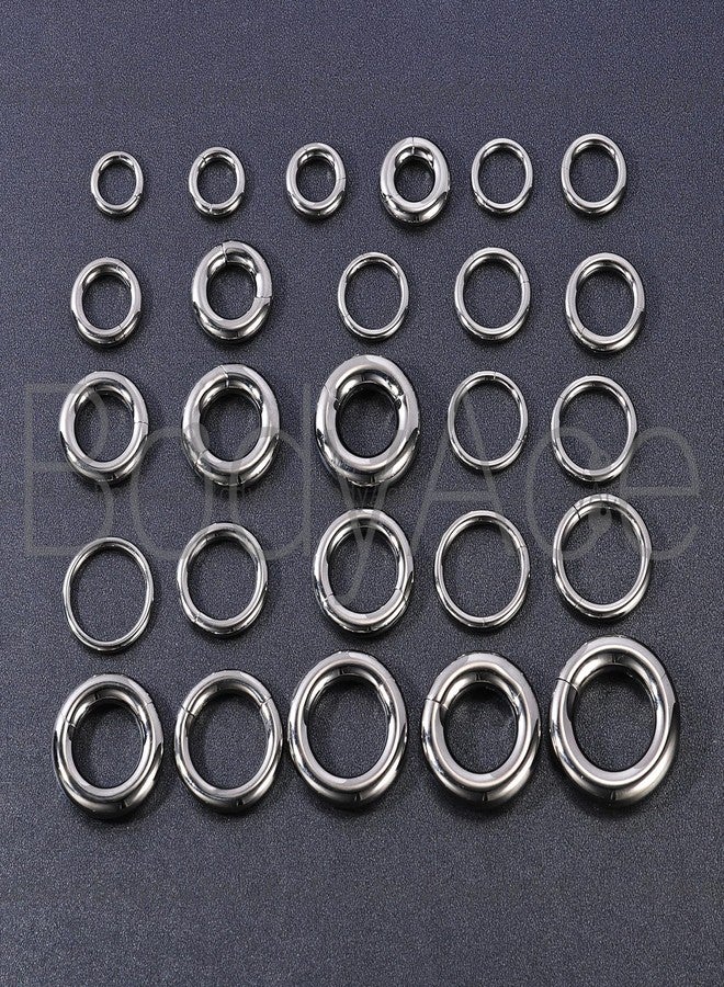 BodyAce F136 Titanium Hinged Large Septum Nose Rings, 2G 4G 6G 8G 10G 12G Segment Clicker PA Ring, Spring Action BCR Rings Earrings Gauges Hoop Body Jewelry [Black;8G,Hoops:12mm] - Image 4